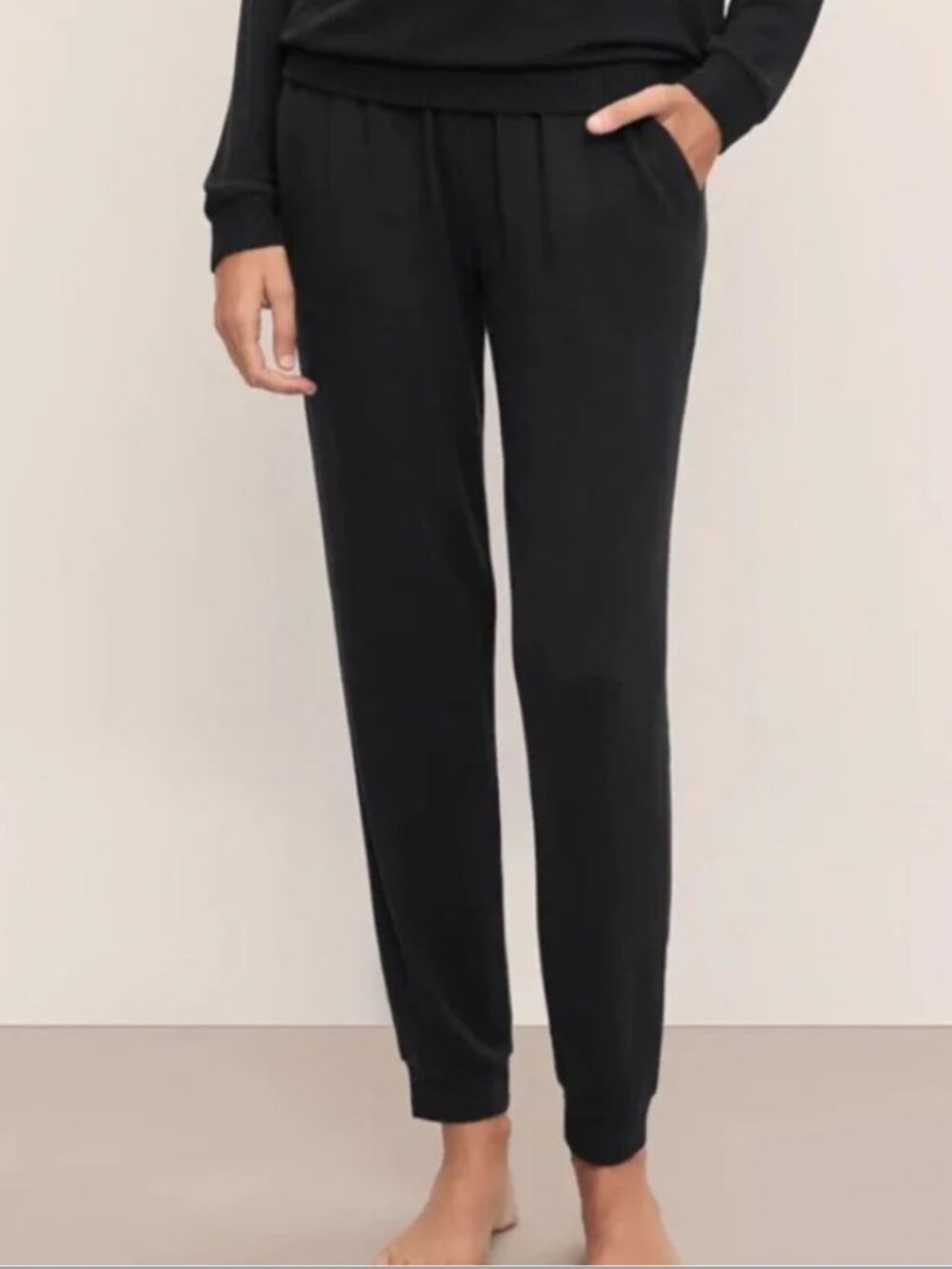 Eberjey Gisele Jogger Pajama Pants Large L Black Modal Sleep Lounge